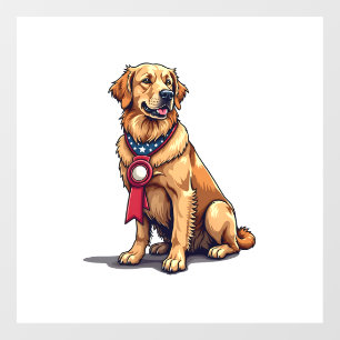 Proud American Golden Retriever Vintage Tee 4 Window Cling