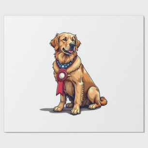 Proud American Golden Retriever Vintage Tee 4 Wrapping Paper
