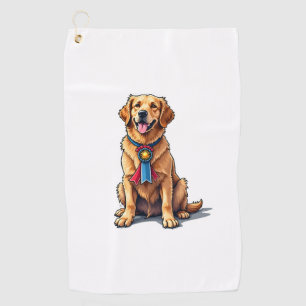Proud American Golden Retriever Vintage Tee Golf Towel