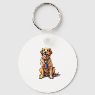 Proud American Golden Retriever Vintage Tee Key Ring