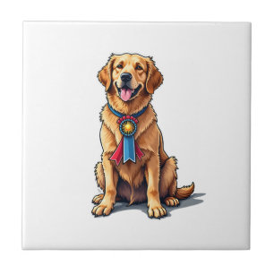 Proud American Golden Retriever Vintage Tee Tile