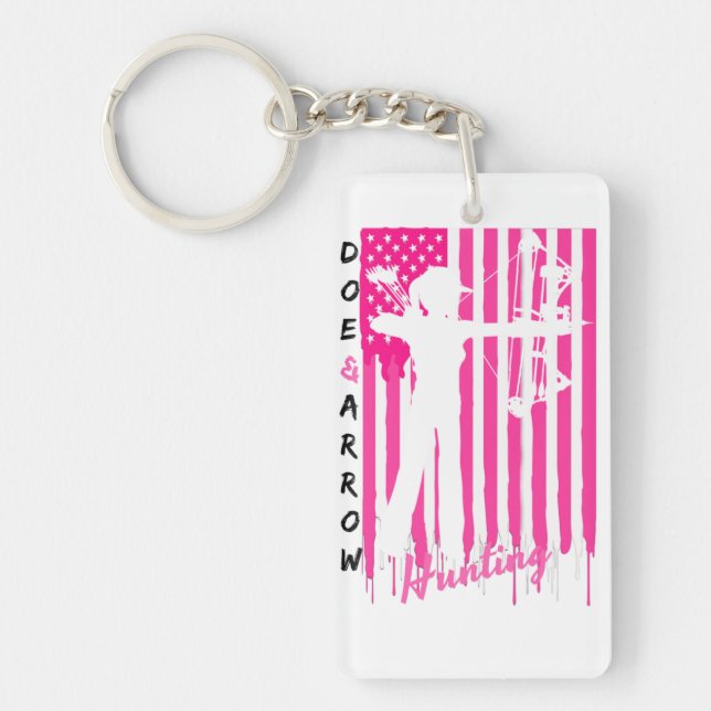 Proud American Huntress Pink Key Ring (Front)