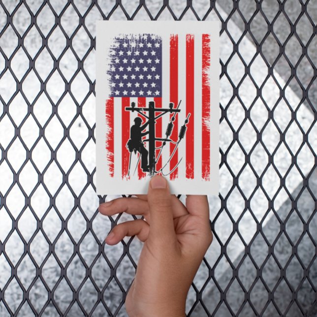 Proud American Lineman Patriotic Utility Worker Invitation (Proud American Lineman Patriotic Utility Worker Invitation card)