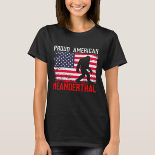 Proud American Neanderthal USA Flag & Bigfoot T-Shirt