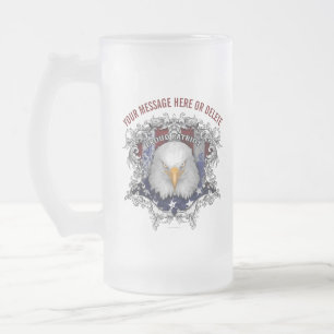 Proud American Patriot Frosted Glass Beer Mug