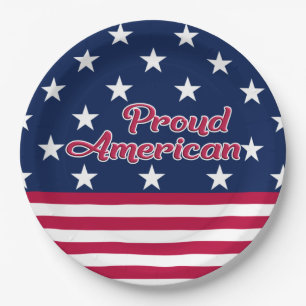 Proud American patriotic star & stripes usa Paper Plate