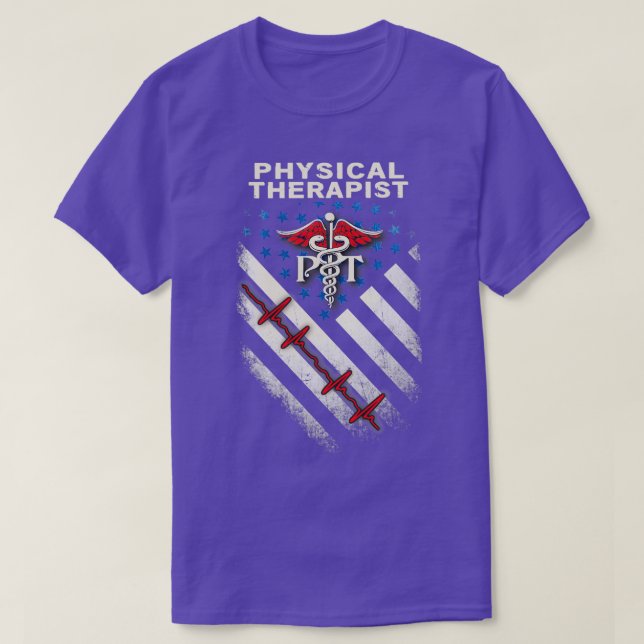Proud American Physical Therapist T-Shirt (Design Front)