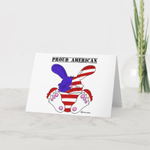 Proud American Pride Red White Blue Bunny Card