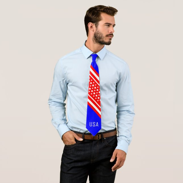 Proud American Red White Blue USA Patriot Tie (In Situ)