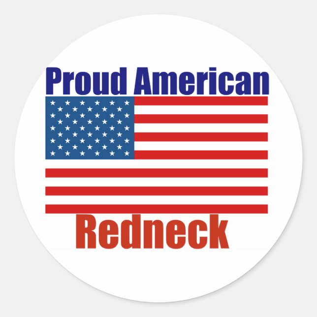 Proud American Redneck Classic Round Sticker (Front)