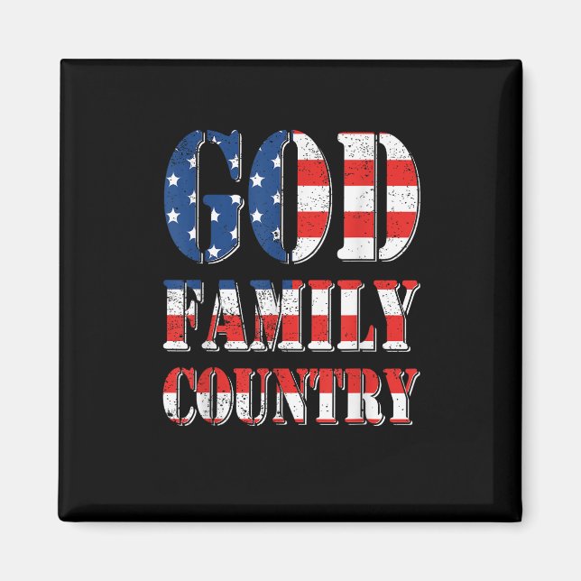 Proud American Us Flag God Family Country Magnet (Front)