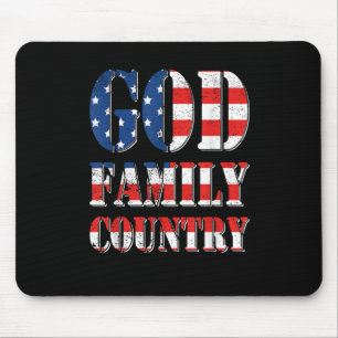 Proud American Us Flag God Family Country Mouse Mat