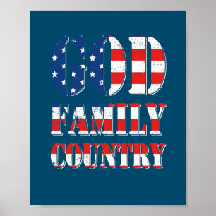 Proud American US Flag God Family Country Poster