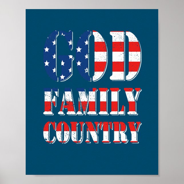 Proud American US Flag God Family Country Poster (Front)