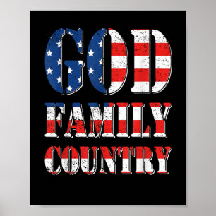 Proud American Us Flag God Family Country Poster