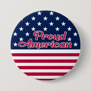 Proud American USA flag stars and stripes 7.5 Cm Round Badge
