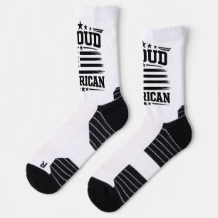 Proud American USA Flag White Athletic Crew Socks