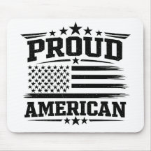 Proud American USA Flag White Mouse Pad