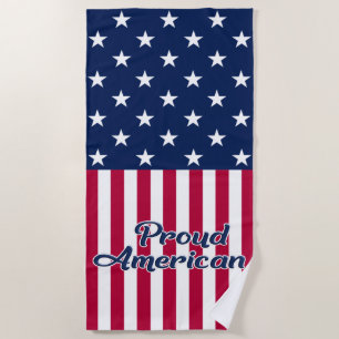 Proud American USA stars & stripes flag patriotic Beach Towel