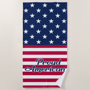 Proud American USA stars & stripes flag patriotic Beach Towel