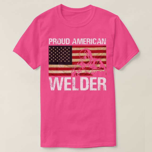 Proud American Welder Flag  T-Shirt (Design Front)