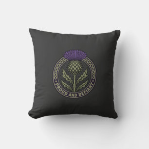 Proud And Defiant Vintage Scottish Thistle Cushion