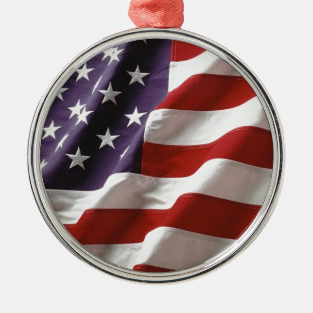 Proud and Patriotic USA Flag Metal Tree Decoration (Front)