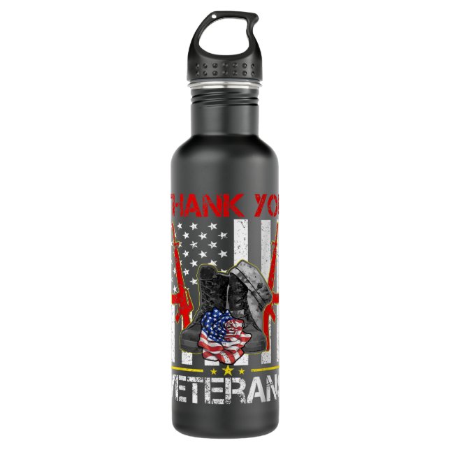 Proud and Thank you Military Veterans, Gifts Veter 710 Ml Water Bottle (Front)