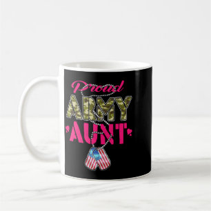 Proud Army Aunt Camo Flag Dog Tags Pride Military Coffee Mug