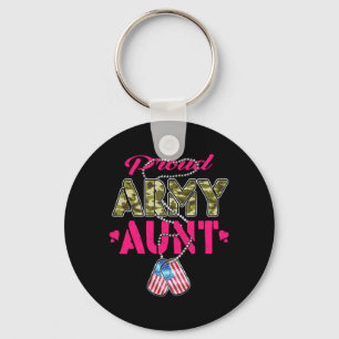 Proud Army Aunt Camo Flag Dog Tags Pride Military Key Ring