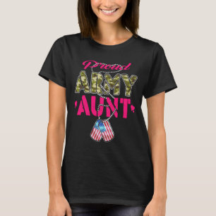 Proud Army Aunt Camo Flag Dog Tags Pride Military T-Shirt