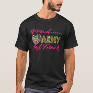 Proud Army Best Friend Camo US Flag Dog Tag Milita T-Shirt