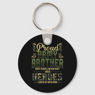 Proud Army Brother Shirt Patriotic Military Vetera Key Ring