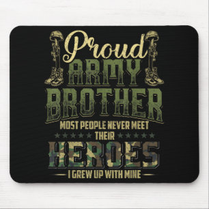 Proud Army Brother Shirt Patriotic Military Vetera Mouse Mat