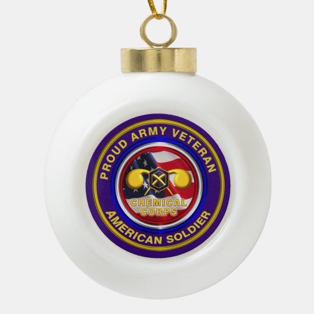 Proud Army Chemical Corps Veteran Keepsake Ceramic Ball Christmas Ornament (Front)