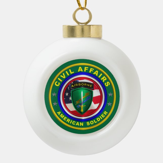 Proud Army Civil Affairs Veteran Ceramic Ball Christmas Ornament (Front)