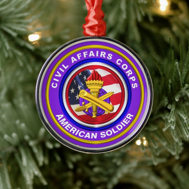 Proud Army Civil Affairs Veteran Christmas Metal Tree Decoration (Tree)