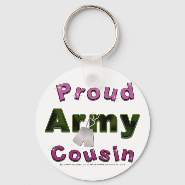Proud Army Cousin Pink Keychain (Front)