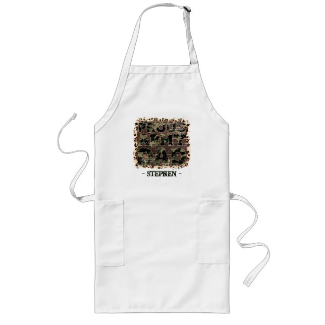 Proud Army Dad – Bold Camouflage Long Apron (Front)