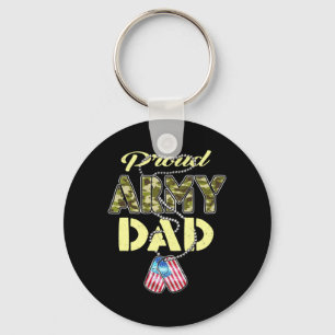Proud Army Dad Flag Camo Dog Tags Pride Military Key Ring