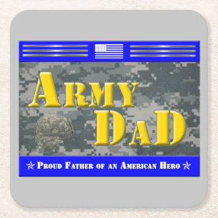 Proud Army Dad of a Soldier Square Paper Coaster
