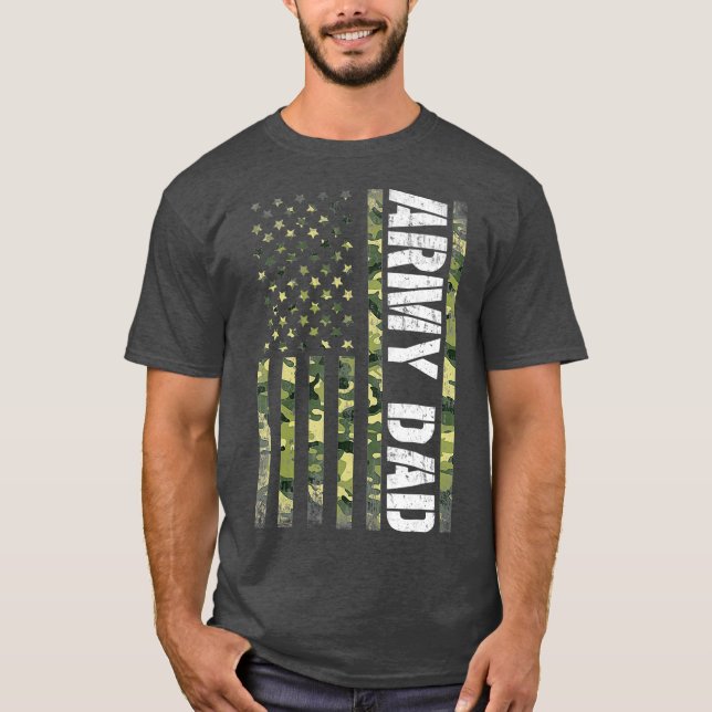 Proud Army Dad United States USA Flag Gift For T-Shirt (Front)