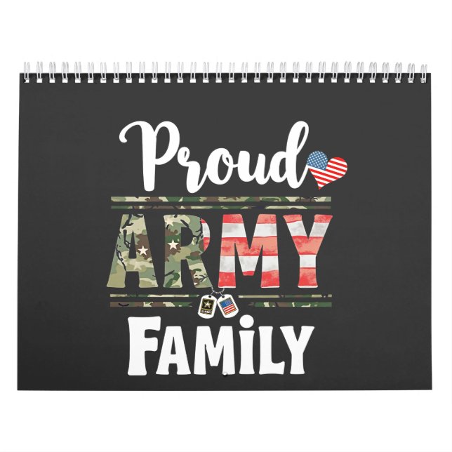Proud Army Family American Patriotic Veteran Day  Calendar (Cover)