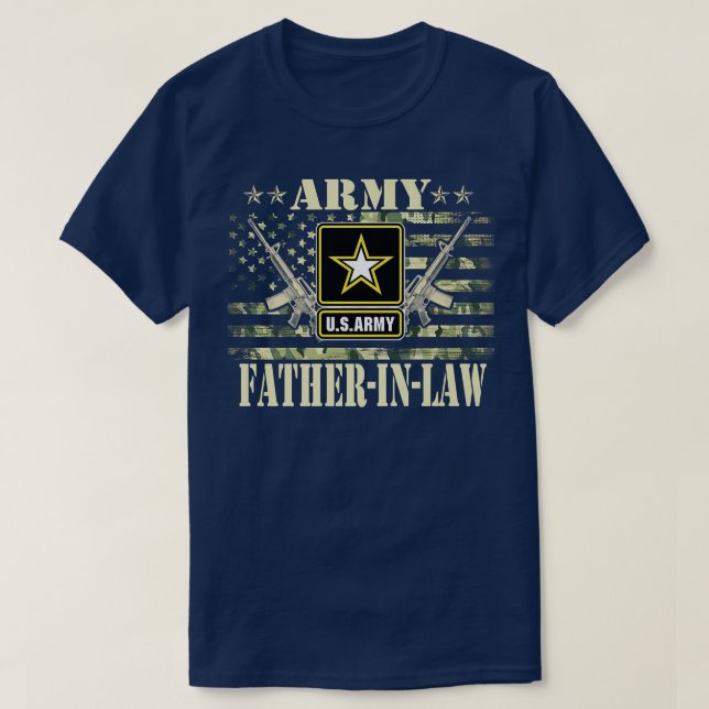 Proud Army FatherInLaw  United States USA Flag Mot T-Shirt (Design Front)