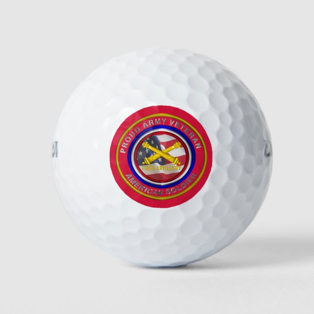 Proud Army Field Artillery Veteran Golf Balls (Front)