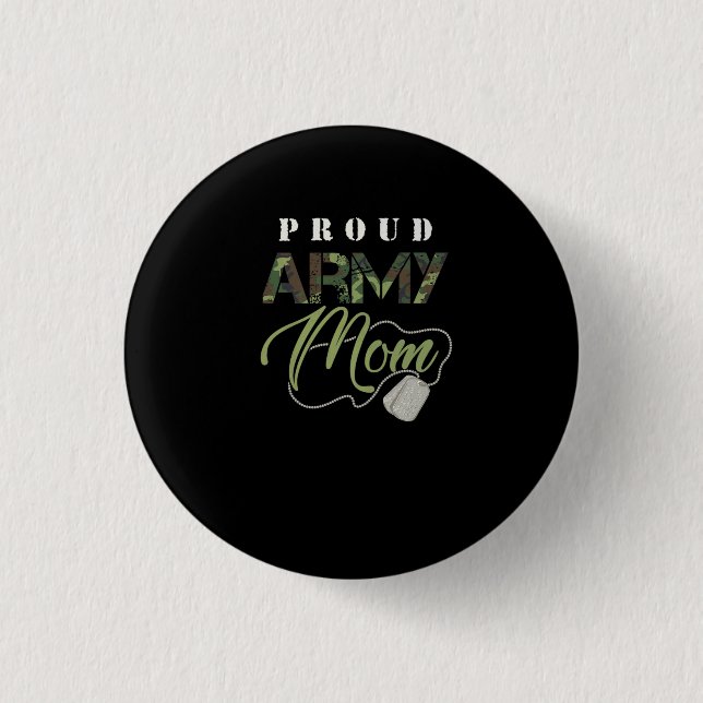Proud Army Mom Shirt | Cute Military Mama T-shirt 3 Cm Round Badge (Front)