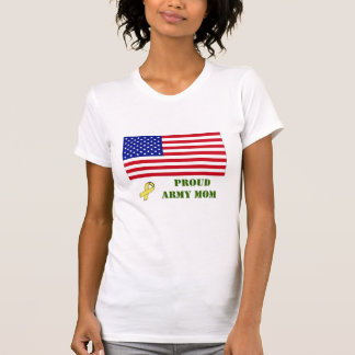 PROUD ARMY MOM w/Yellow Ribbon (pl... - Customised T-Shirt