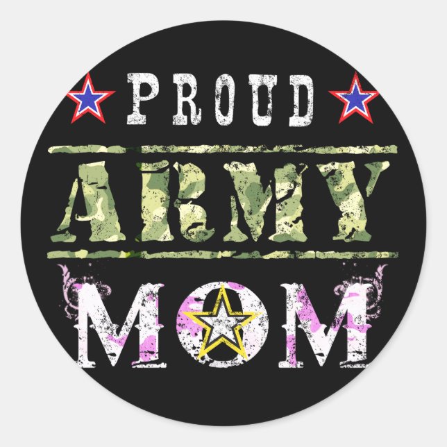 Proud Army Mum Classic Round Sticker (Front)