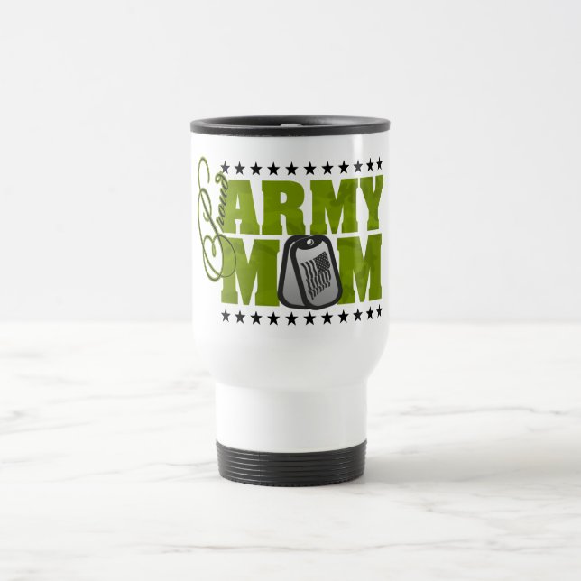 Proud Army Mum Green Camo Travel Mug (Center)