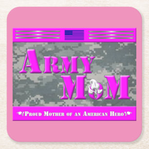 Proud Army Mum of a Soldier Square Paper Coaster